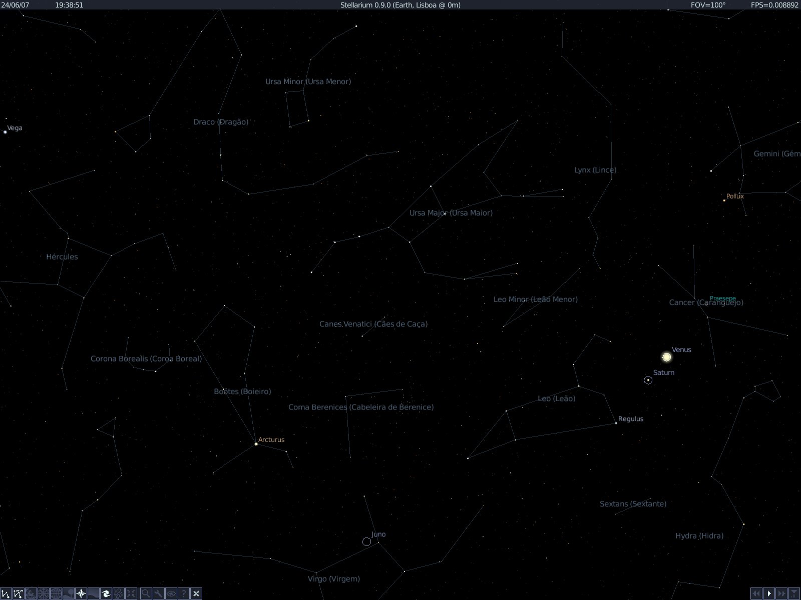 Mapa do cu, com constelaes marcadas